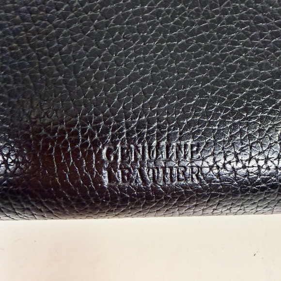 Elegant Black Pebbled Genuine Leather Clutch w/Metal Clasp, Leather Snap Strap - Picture 9 of 15